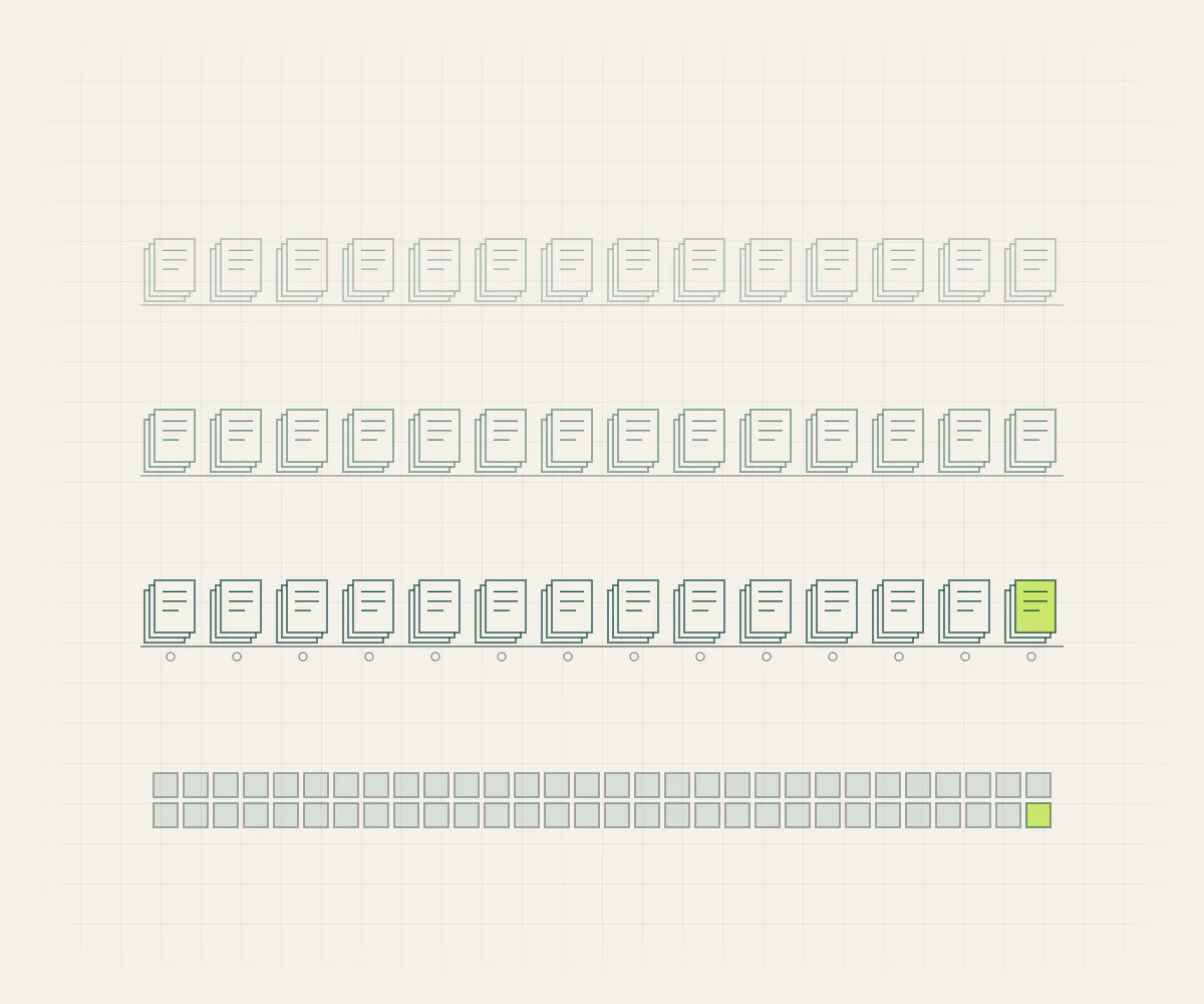 Rows of identical feasibility packages over a strip of sixty calendar days.